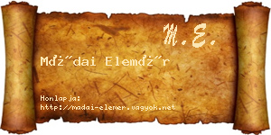 Mádai Elemér névjegykártya